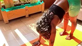 stepdad finds me doing yoga outside and cant resist my sweet young pussy