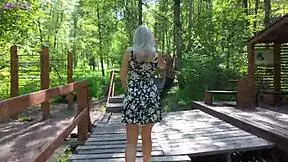 Remote controlled vibrator in park - sweet girl gets an orgasm.