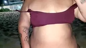 teen with big ass shakes it solo on the beach