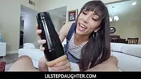 Tiny young brunette teen stepdaughter judy jolie in pov scene