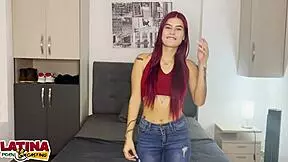 latina teen squirts on big white cock in casting interview 💦