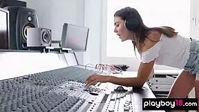 Naked brunette teen dj madison walker jams passionately to music
