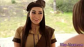 Can a skinny scout handle that wet pussy feast?