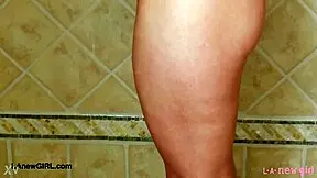 captivating blonde model enjoys a shower 😊