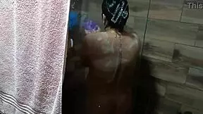 i arrived at my aunt's house and found her in the shower masturbating, almost catching me watching