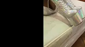 latina milf in total silver and fishnet pantyhose