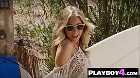 petite blonde babe chanel elle looks hot in bikini outdoors