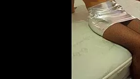 latina milf in total silver and fishnet pantyhose