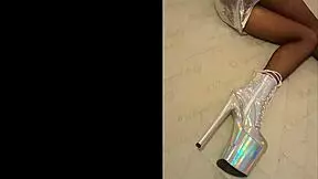 latina milf in total silver and fishnet pantyhose