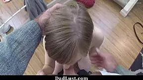 teen stepdaughter offers sex to dad to avoid cleaning after wild party, getting blowjob and fucking