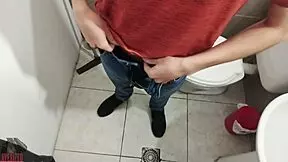 i really like this camera angle, it makes my jerked-off cock look so good in the bathroom