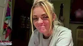 Petite mature blonde says, Watch me rub my nipples and finger my twat deep.