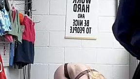 Hard sex with teen robber and security guard in office 😈