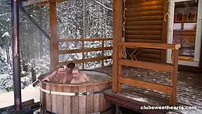 Winter Snow Special In The Hot Tub.