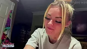 Petite mature blonde says, Watch me rub my nipples and finger my twat deep.