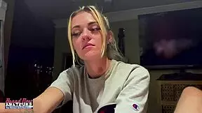 Petite mature blonde says, Watch me rub my nipples and finger my twat deep.