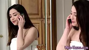 a petite teen 18+ager tasting something new