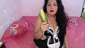 Domestic Employee Masturbates with Cucumber Instead of Cooking Lunch
