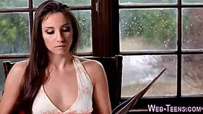 a petite teen 18+ager tasting something new