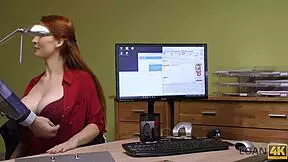 Watch Loan4k Redhead Have Spontaneous Sex With Credit Agent At Office!