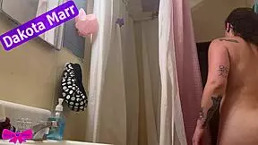 fat and chubby dakota marr showering with lotion on her hairy bush tattoos nebraska swinger