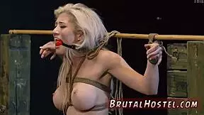 Big-breasted light-haired teen in rough domination with a man