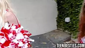 cheerleader besties deepthroat big cock then get pounded doggystyle