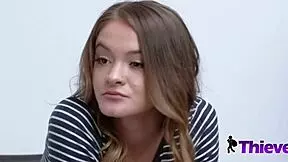 Cute Tiny Teen Sucks Huge Cock to Avoid Jail