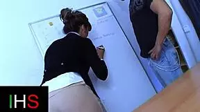 beautiful brunette girl fucked in the pussy with cumshot on the face