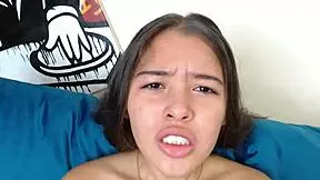 Petite teen vaginal orgasm when touching pussy outdoors!