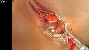 euro solo babe asks, 'wanna fuck this blonde squirting milk with speculum?'