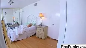 Elsa Jean, the blonde pornstar, gets woken up for a creampie