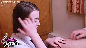 naughty college student in lingerie blows her teacher in the classroom