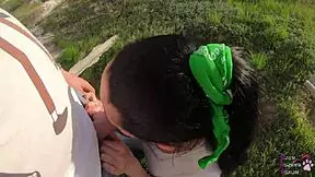 risky pov blowjob behind the garages with girlfriend