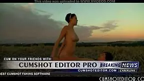 Babe rides cock outdoors in public