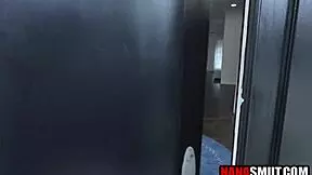 threesome with pervy step granny airbnb host spying on young redhead blowjob and fucking