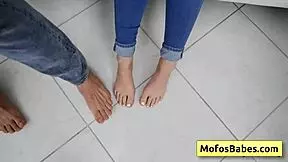 Petite Blondie Feels Seduced by Muscular Dude