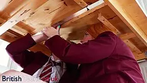 College students milk cock and cover uniforms in cum!