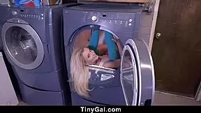 Tiny teen pounded hard in washing machine