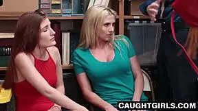 Redhead teen and busty milf caught shoplifting