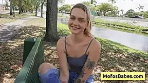 Petite Blondie Feels Seduced by Muscular Dude