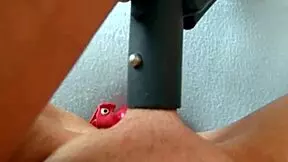 Sophie in yellow miniskirt fingering herself with dildo while vacuuming