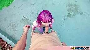 Valerie Steele, petite nympho, demonstrates doggystyle skills