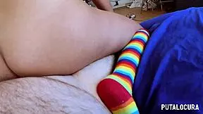 Camila Bow rides Torbe's cock and swallows cum