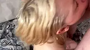 A 19-Year-Old Blonde Girl Intensely Sucks Her Roommate's Cock