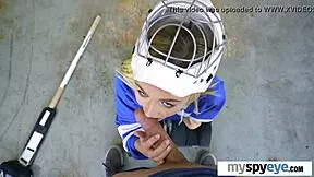 hockey-loving blonde teen 18+ gets fucked by her boyfriend - kenzie kai