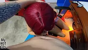 Teen plays video games while getting intimate.