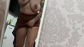 Old and young 18+ quick anal sex in front of mirror
