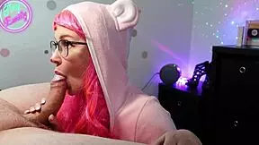 Petite cosplay step-sister give aheago blowjob and let him cum in mouth