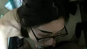 Petite Asian Eva Yi face fucked early morning, licking big black balls.